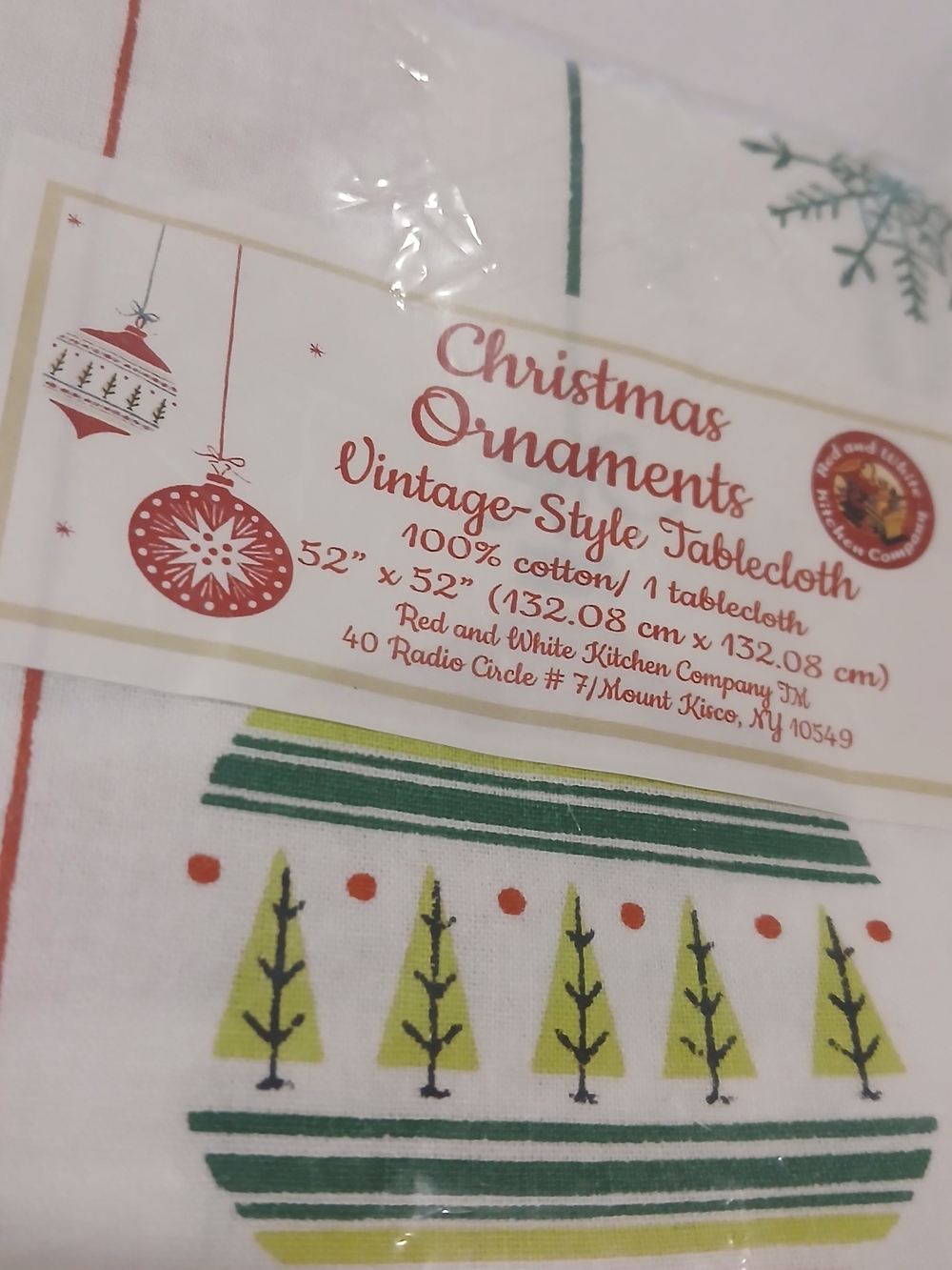 Nwt Retro Mid Century Style Square Chrostmas Tablecloth